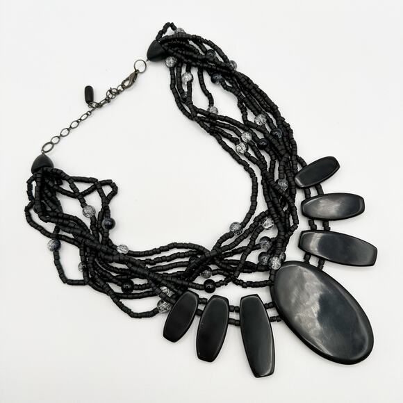 Gerda Lynggaard Monies Necklace Vtg Designer Coconut Shell Abalone Reversible - Picture 8 of 13